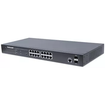 Intellinet 16-porttinen Gigabit Ethernet PoE+ web-hallittava kytkin 2 SFP-portilla, IEEE 802.3at/af Power over Ethernet (PoE+/PoE) yhteensopiva, 374 W, Endspan, 19