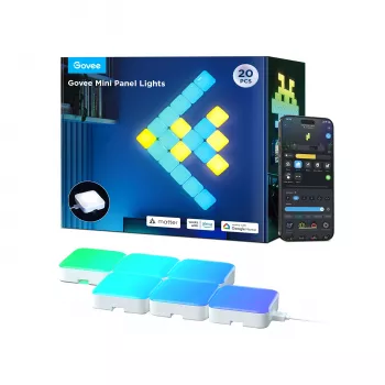 Älykäs seinävalaisin Govee Mini Panel Lights Wi‑Fi/Bluetooth 72 W, valkoinen, 10 kpl:n pakkaus, 80×80×28 mm