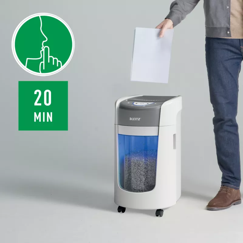 Leitz IQ OptiMax Home Office 225 mikrosilppuri turvataso P5 15 L – valkoinen