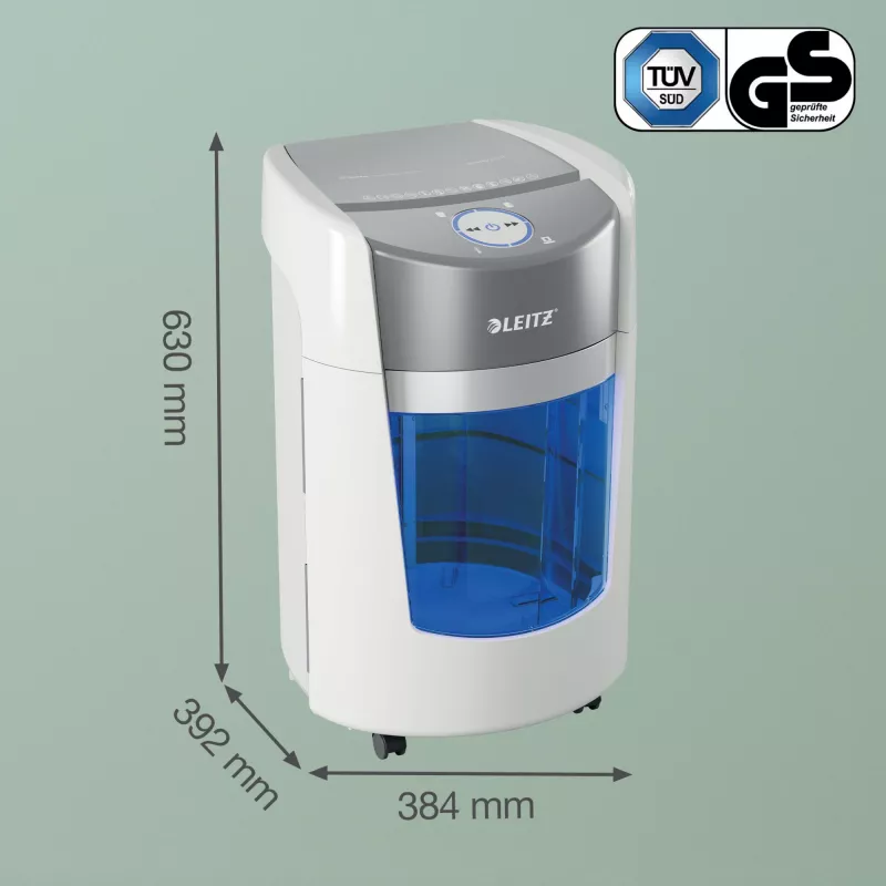 Leitz IQ OptiMax Small Office 350 mikrosilppuri turvataso P5 22 L – valkoinen