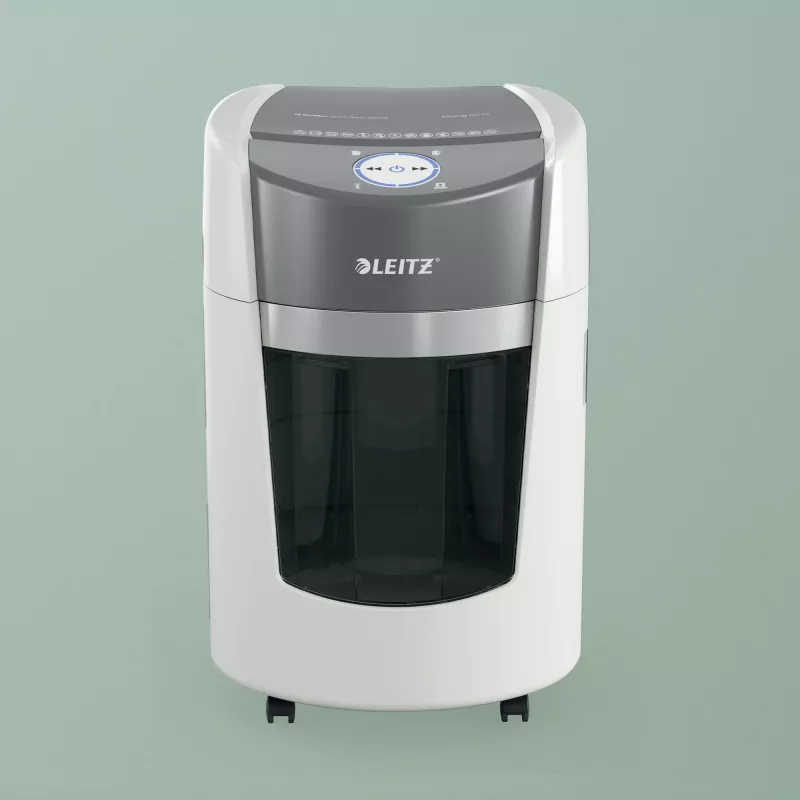 Leitz IQ OptiMax Small Office 350 mikrosilppuri turvataso P5 22 L – valkoinen