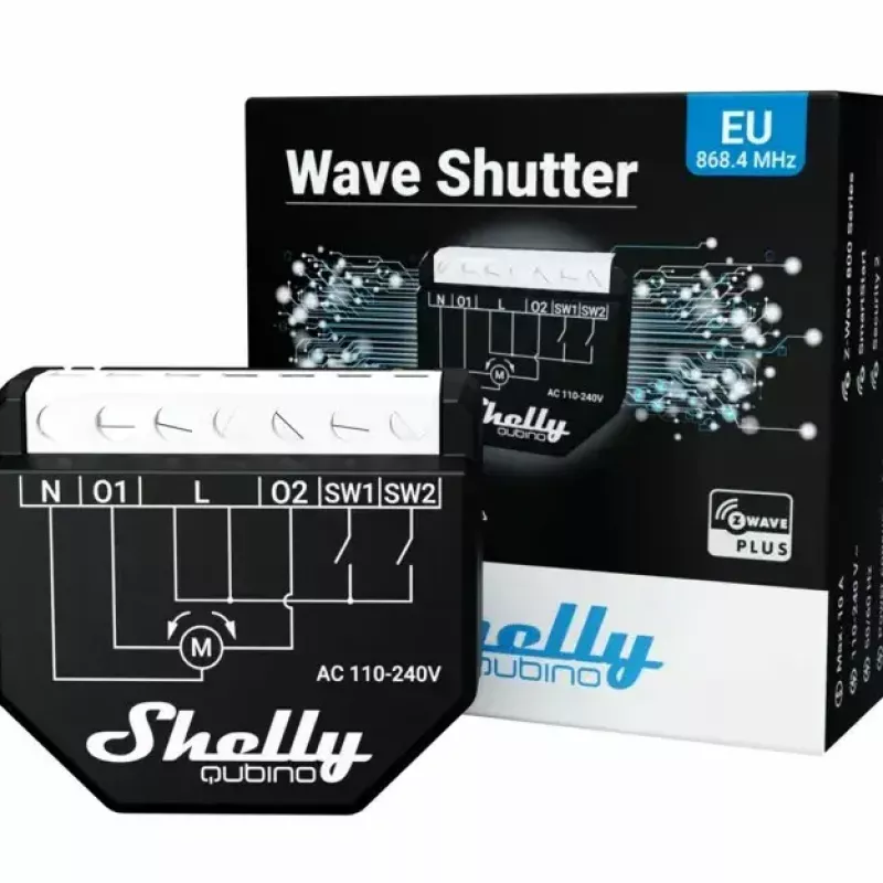 Älyrele Shelly Wave Shutter musta 10 A 110–230 V, kantama enintään 40 m, 25 dBmW