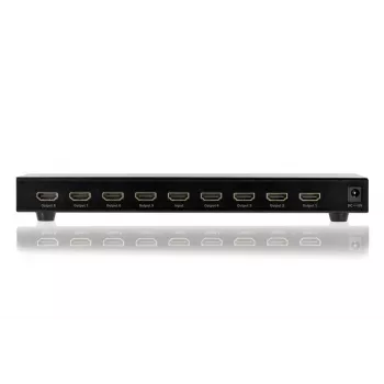 DIGITUS HDMI-jakaja, 8 porttia 1080p, 3D, HDMI High Speed, 2,25 GHz/225 MHz, metallikotelo, musta