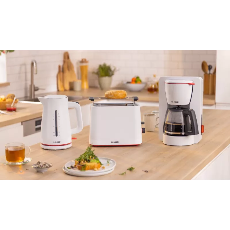 Sähköinen vedenkeitin Bosch TWK3M121 — 1,7 L, 2400 W, valkoinen, muovirunko