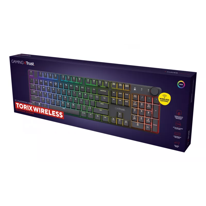 Trust GXT 868 Torix näppäimistö pelikäyttöön USB + RF langaton + Bluetooth QWERTY US English musta