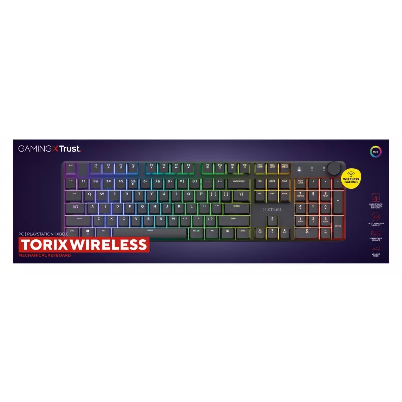 Trust GXT 868 Torix näppäimistö pelikäyttöön USB + RF langaton + Bluetooth QWERTY US English musta