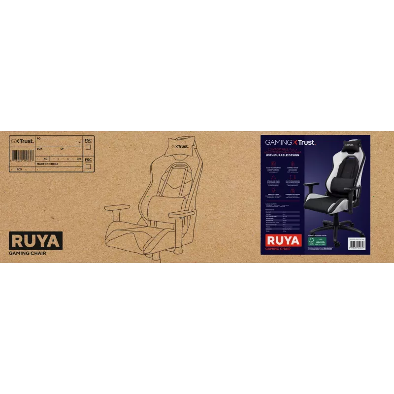 Trust GXT 714 RUYA yleispelituoli, musta, valkoinen