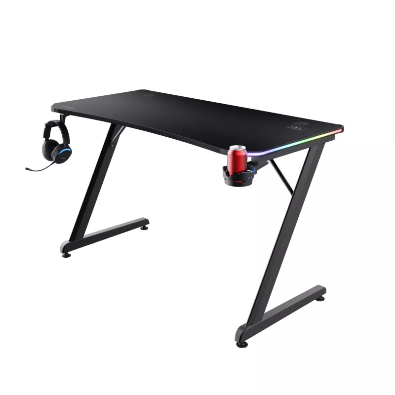 Suorakaiteen muotoinen pöytä TRUST GXT 709 LUMINUS musta 1200x600x740 mm