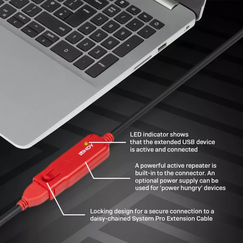 USB-jatkokaapeli Lindy 12m Active Extension Pro