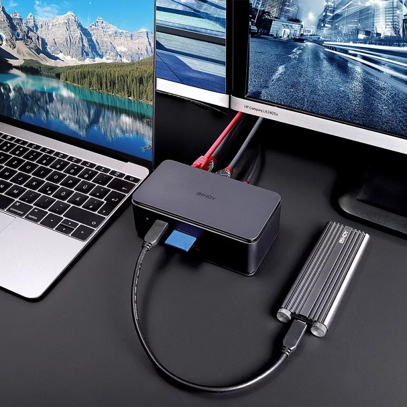 Lindy DST-Pro USB4, USB-C -kannettavan telakointiasema