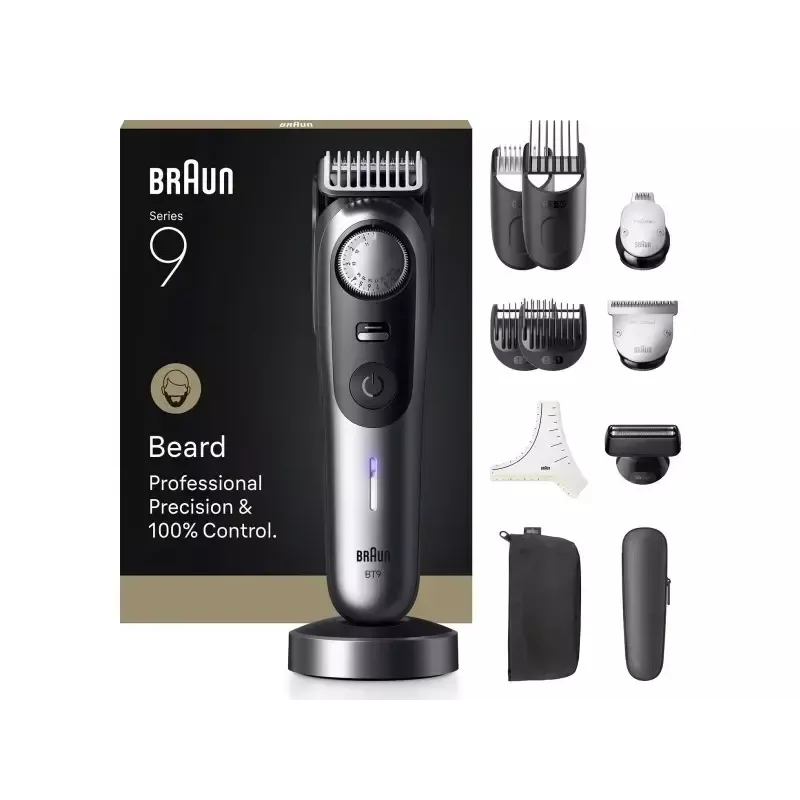 Braun BeardTrimmer 9 BT9560 akku 52 2 cm märkä & kuiva musta, harmaa