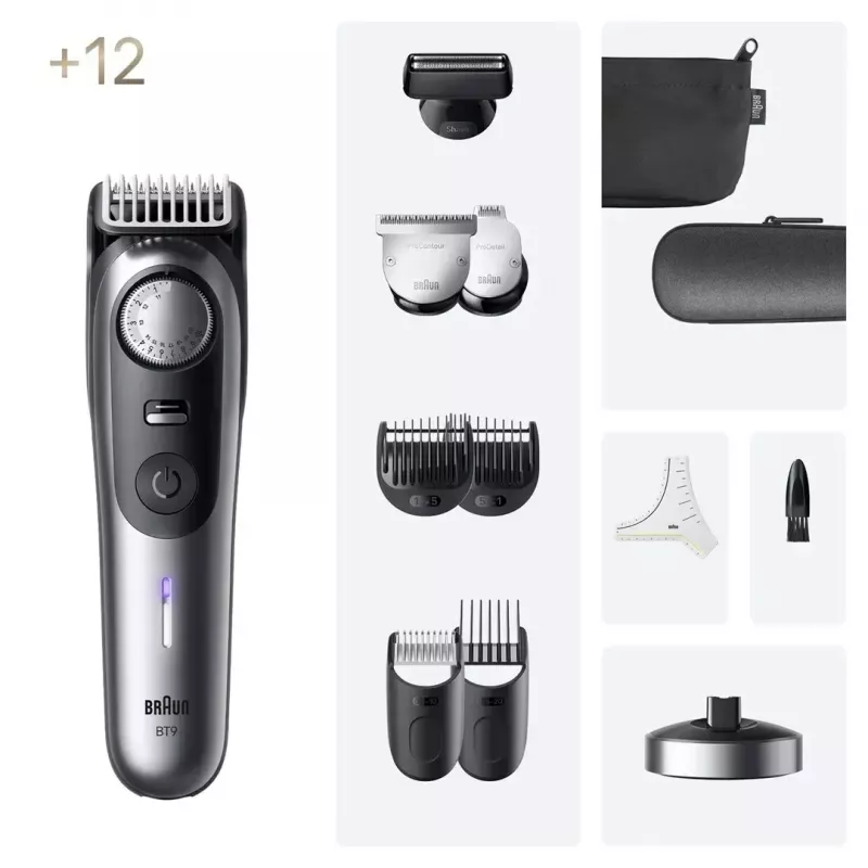 Braun BeardTrimmer 9 BT9560 akku 52 2 cm märkä & kuiva musta, harmaa