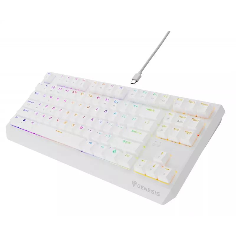 GENESIS Thor 230 TKL näppäimistö pelikäyttöön USB QWERTY US-englanti valkoinen