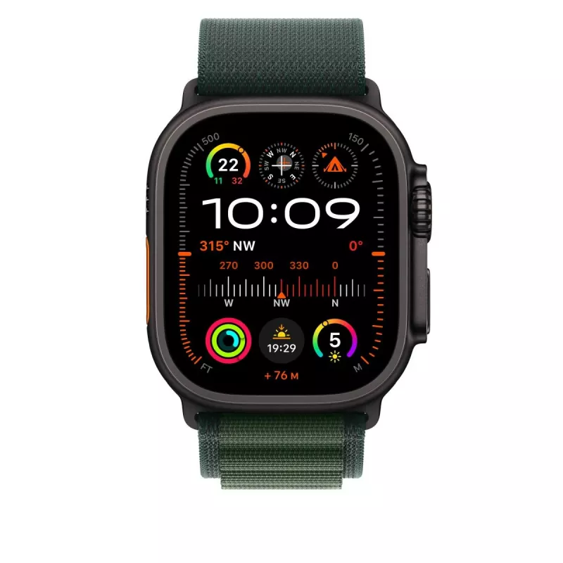 Ranneke Apple 49mm Dark vihreä Alpine Loop pieni musta titaaniviimeistely
