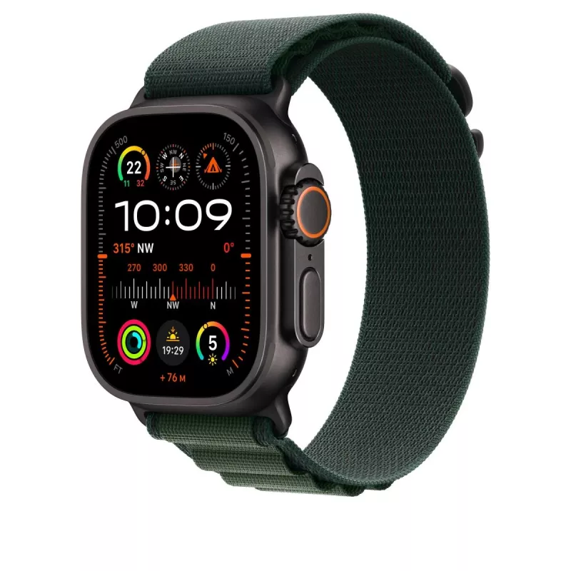 Ranneke Apple 49mm Dark vihreä Alpine Loop pieni musta titaaniviimeistely