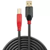 Lindy 15 m USB 2.0 Type-A - Type-B aktiivikaapeli, 15 m, USB A, USB B, USB 2.0, uros/uros, musta, punainen
