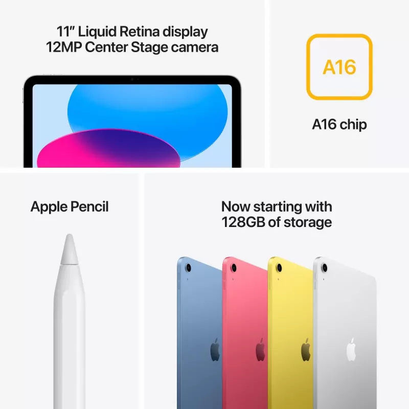 Tabletti Apple iPad 11 tuuman 128 GB, A16-siru, iPadOS 18, keltainen, Wi‑Fi 6, USB-C