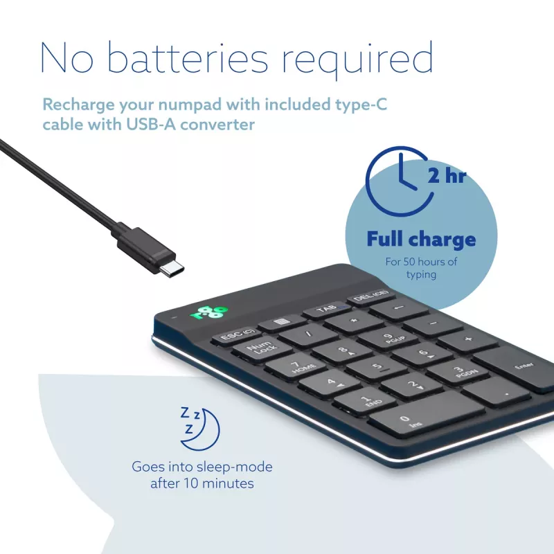 R-Go Tools numeronäppäimistö R-Go Numpad Break, ergonominen numeronäppäimistö tauko-ohjelmistolla, Bluetooth, musta