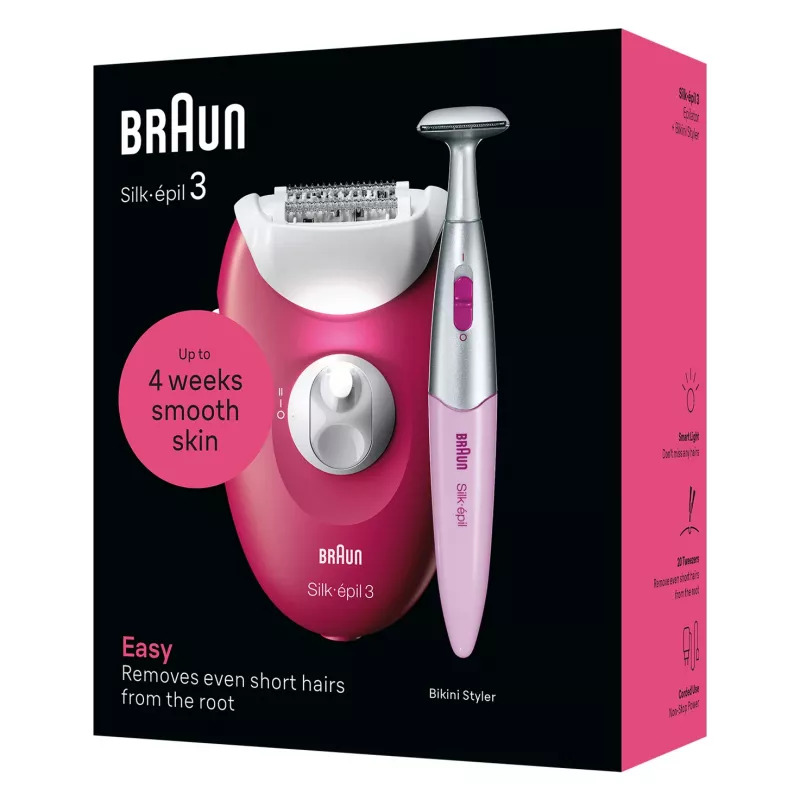 Epilaattori Braun Silk-épil 3 SE3-202, 20 pinsettiä, verkkovirta, Berry