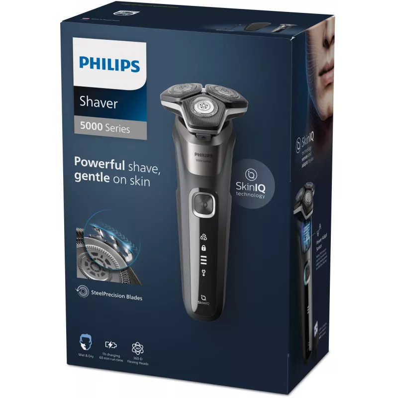 Philips SHAVER Series 5000 S5887/30 miesten parranajokone, pyöriväteräinen, musta, harmaa