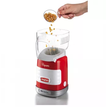Ariete 2956, Pop Corn Party Time, popcornkone, muuttaa 60 g maissia 2 minuutissa kuumalla ilmalla popcorniksi, rasvaton, 1000 wattia, punainen