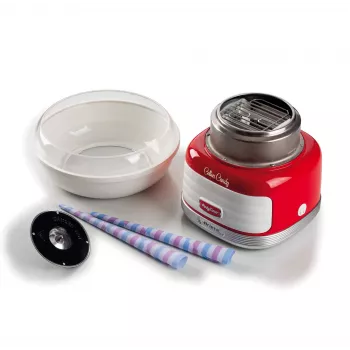 Ariete Cotton Candy -hattarakeitin, 450 W, punainen, punainen, kovakaramellit, kidesokeri, 500 W, 280 mm, 280 mm, 265 mm