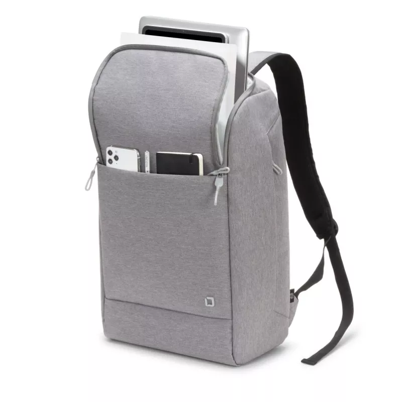 DICOTA Backpack Eco Motion – 13-15,6 tuuman kannettavan tietokoneen reppu – vaaleanharmaa / 600d Rpe polyesteri
