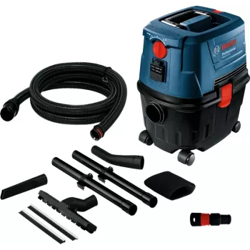 Pölynimuri Bosch GAS 15 PS Professional — kuiva, 1100 W, 15 L pölypussi, 8 L nestesäiliö, 270 mbar