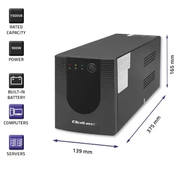 Qoltec UPS 53776 Line-Interactive 1,5 kVA 900 W 4 AC-lähtöä
