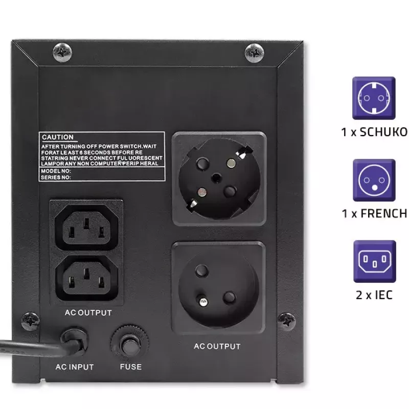 Qoltec UPS 53776 Line-Interactive 1,5 kVA 900 W 4 AC-lähtöä