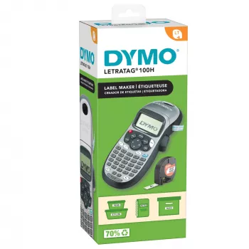 DYMO LetraTag LT-100H kannettava tarratulostin | ABC-näppäimistöllä varustettu tarratulostin, jossa käyttäjäystävällinen 13 merkin LCD-näyttö | kotiin tai toimistoon | hopea