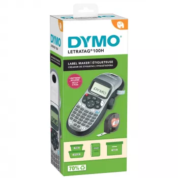 DYMO LetraTag LT-100H kannettava tarratulostin | ABC-näppäimistöllä varustettu tarratulostin, jossa käyttäjäystävällinen 13 merkin LCD-näyttö | kotiin tai toimistoon | hopea