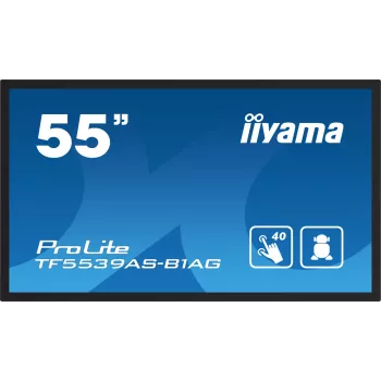 iiyama TF5539AS-B1AG Signage-näyttö kiosk-malli 138,7 cm (54,6 tuumaa) LED 435 cd/m² 4K Ultra HD musta kosketusnäyttö integroitu prosessori Android 11 24/7