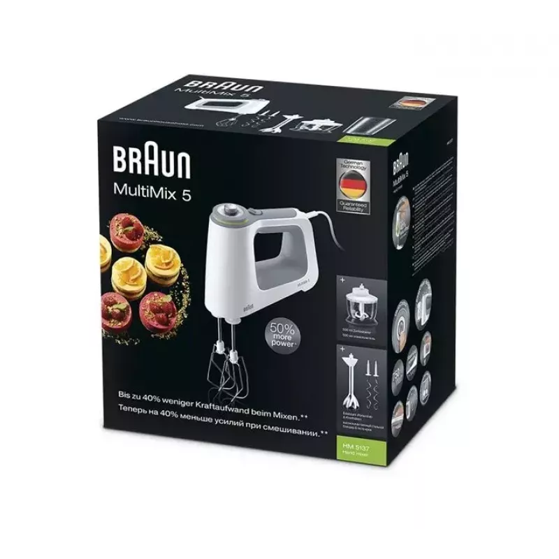 Braun MultiMix 5 HM 5137 käsivatkain 750 W harmaa, valkoinen