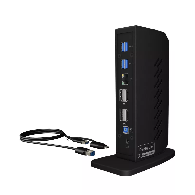 ICY BOX IB-DK2252AC langallinen USB 3.2 Gen 1 (3.1 Gen 1) Type-C musta