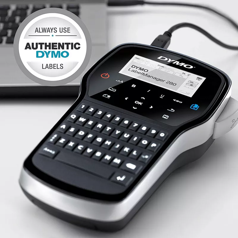 DYMO LabelManager ™ 280 AZERTY, AZERTY, D1, lämpösiirto, 180 x 180 DPI, 15 mm/s, musta, hopea