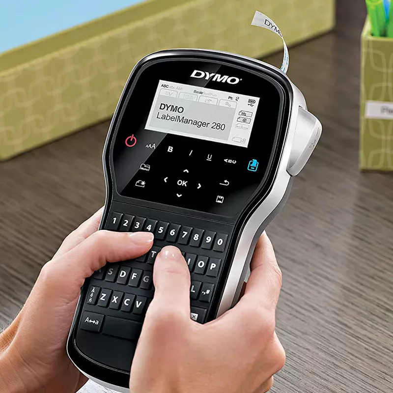 DYMO LabelManager ™ 280 AZERTY, AZERTY, D1, lämpösiirto, 180 x 180 DPI, 15 mm/s, musta, hopea