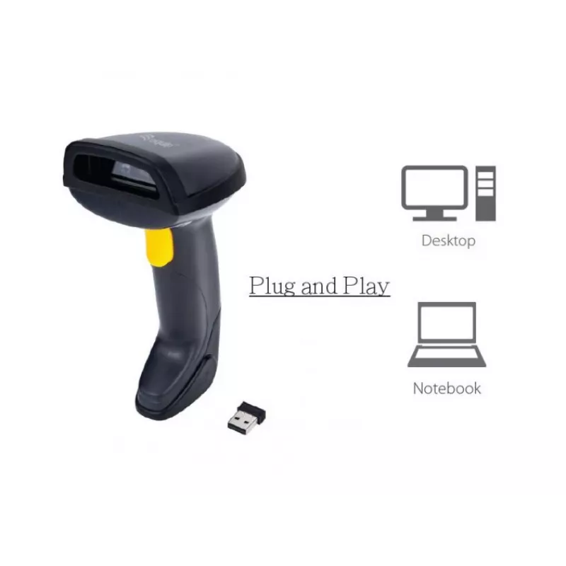 Equip langaton 2D dual-mode 2,4GHz + Bluetooth viivakoodilukija, jalustalla
