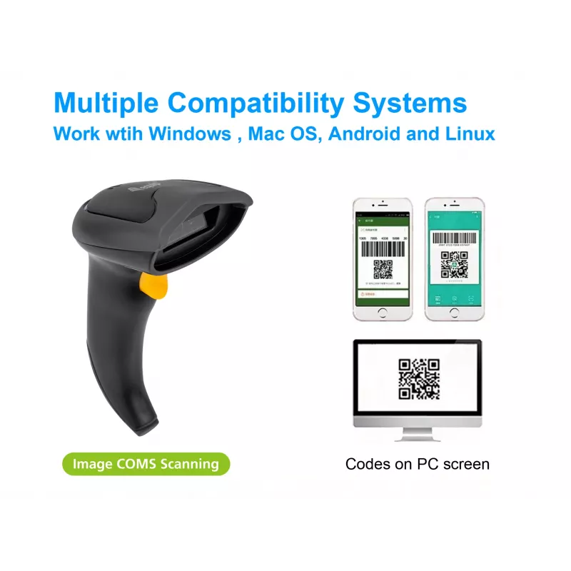 Equip langaton 2D dual-mode 2,4GHz + Bluetooth viivakoodilukija, jalustalla