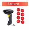 Equip langaton 2D dual-mode 2,4GHz + Bluetooth viivakoodilukija, jalustalla