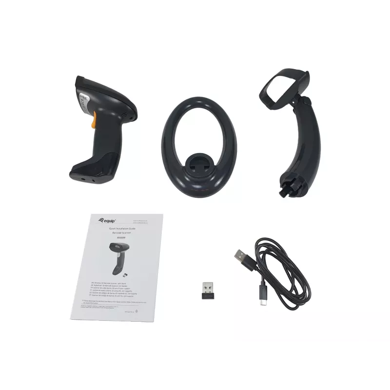 Equip langaton 2D dual-mode 2,4GHz + Bluetooth viivakoodilukija, jalustalla