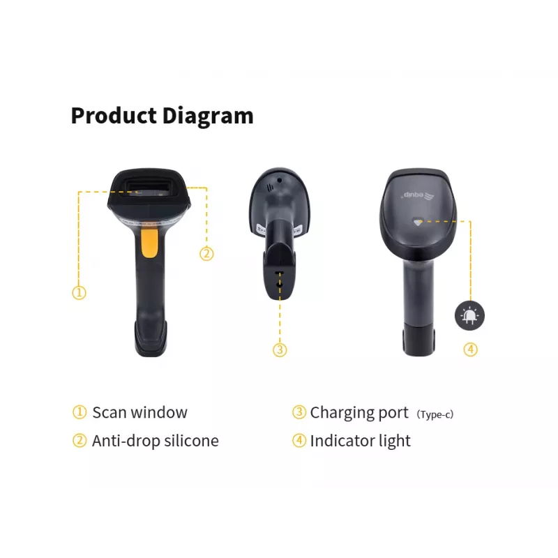 Equip langaton 2D dual-mode 2,4GHz + Bluetooth viivakoodilukija, jalustalla