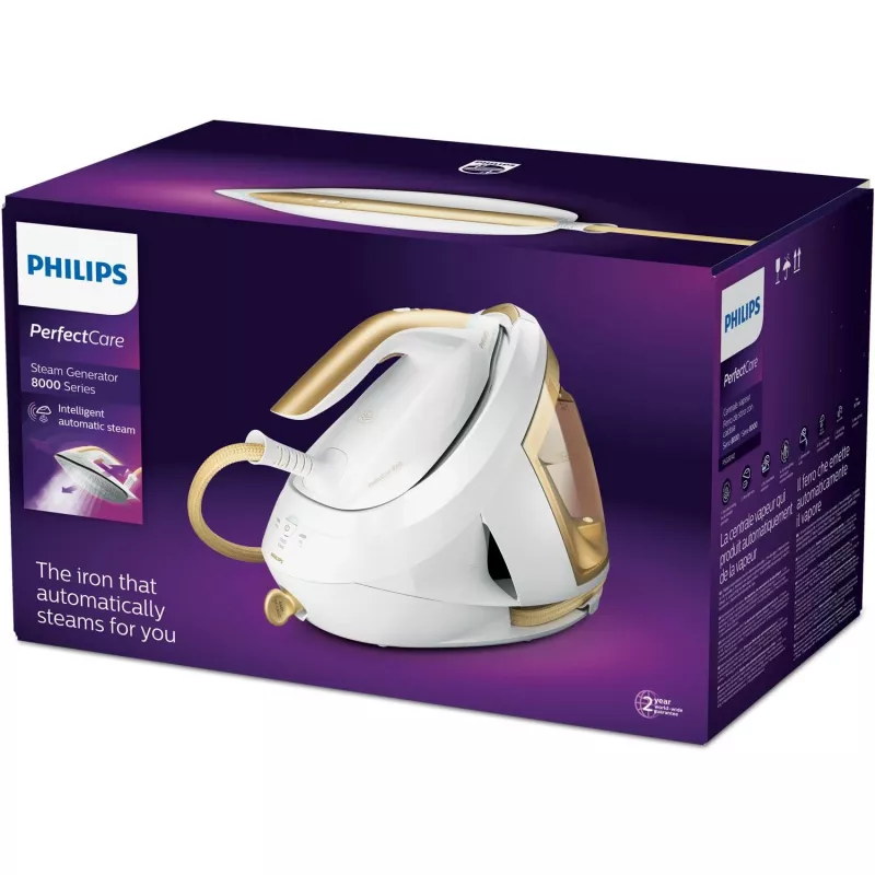 Philips PSG8040/60 höyrysilitysasema 2700 W 1,8 L SteamGlide Elite silityspohja kulta, valkoinen