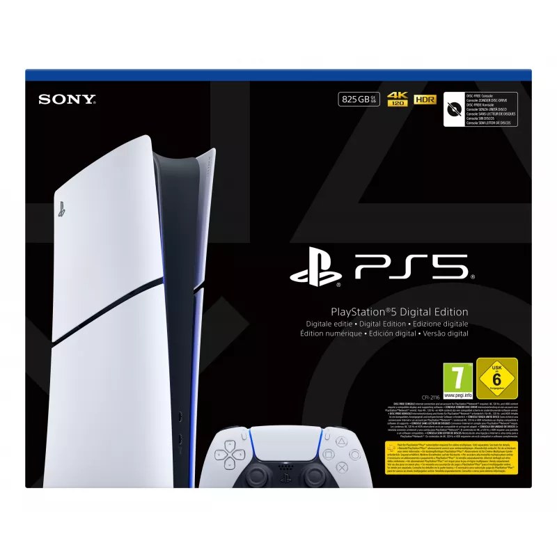Sony PlayStation 5 Digital Edition (Slim) 825 GB Wi-Fi musta, valkoinen