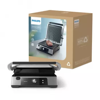 Philips 5000 series kontaktigrilli, alumiini, suorakaiteen muotoinen, käännettävä, 200 °C, taittokansi, sulkukansi, 180°
