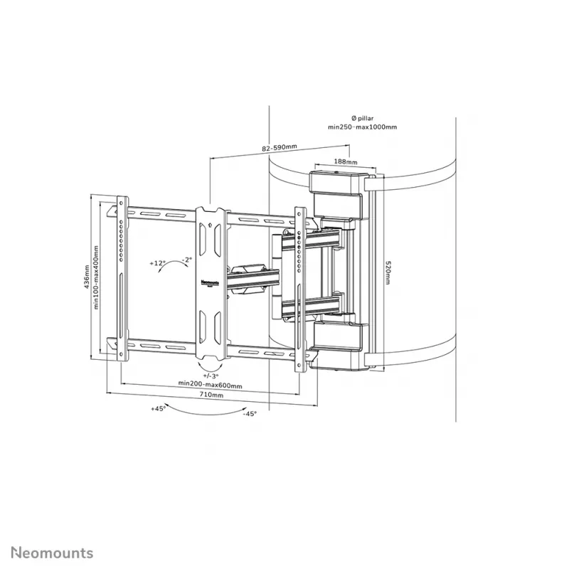 Neomounts WL40S-910BL16 TV-mastokiinnitysteline 40-70