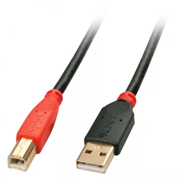 Lindy 10 m USB 2.0 -aktiivikaapeli Type-A–B, 10 m, USB A, USB B, USB 2.0, uros/uros, musta, punainen