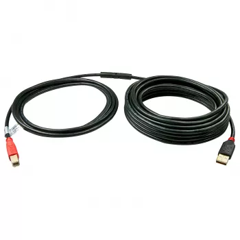 Lindy 10 m USB 2.0 -aktiivikaapeli Type-A–B, 10 m, USB A, USB B, USB 2.0, uros/uros, musta, punainen