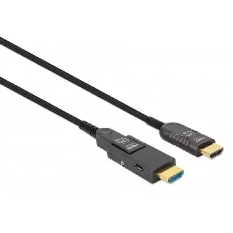 HDMI–Micro-HDMI-kaapeli Manhattan 30m 4K@60Hz aktiivinen kullattu