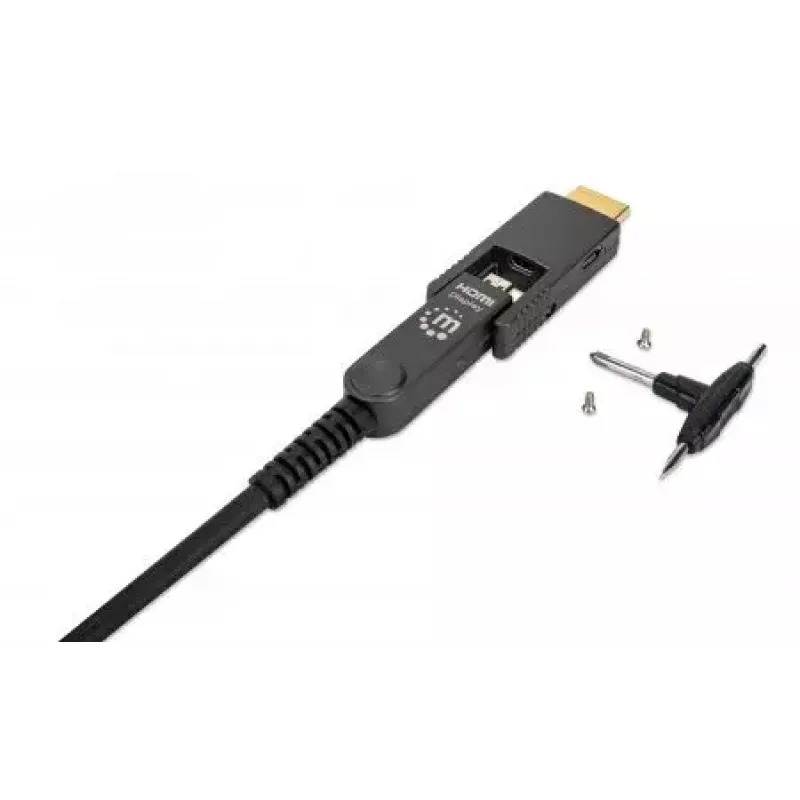 HDMI–Micro-HDMI-kaapeli Manhattan 30m 4K@60Hz aktiivinen kullattu